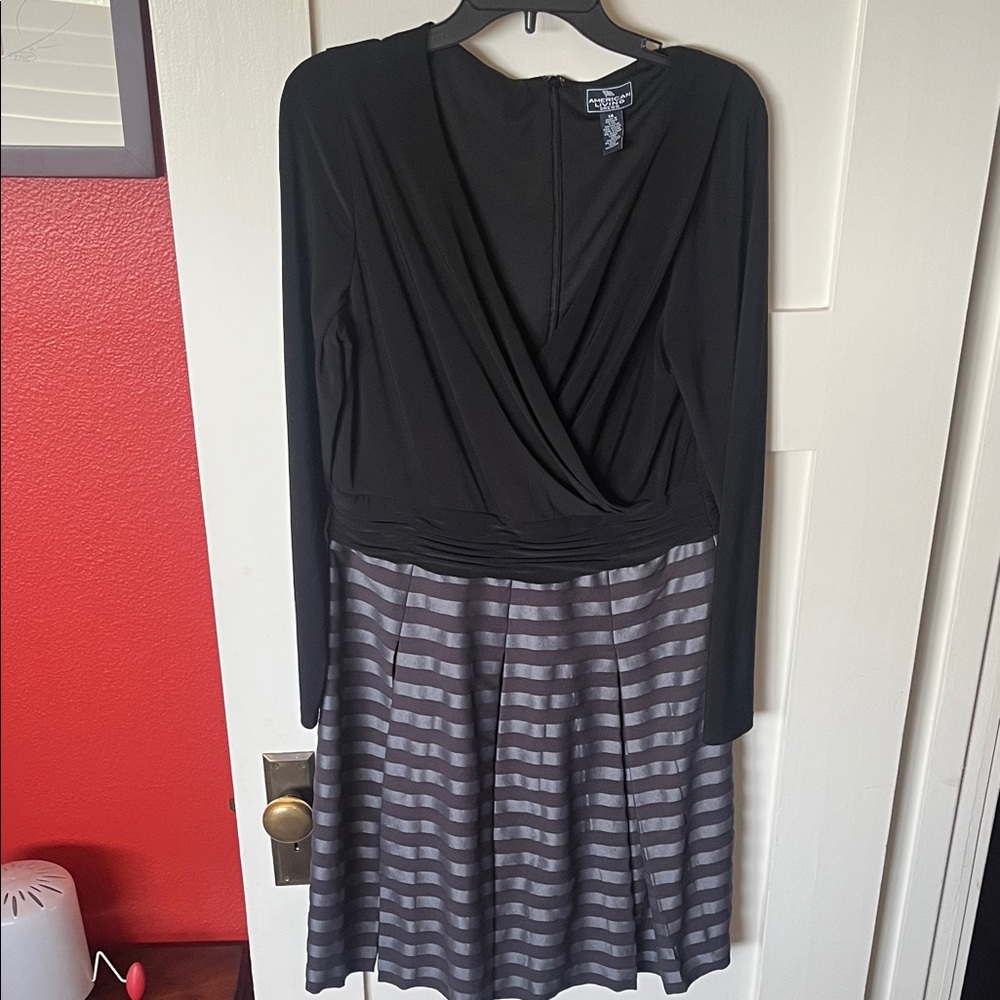 American Living: Black and Gray Long Sleeve Dress